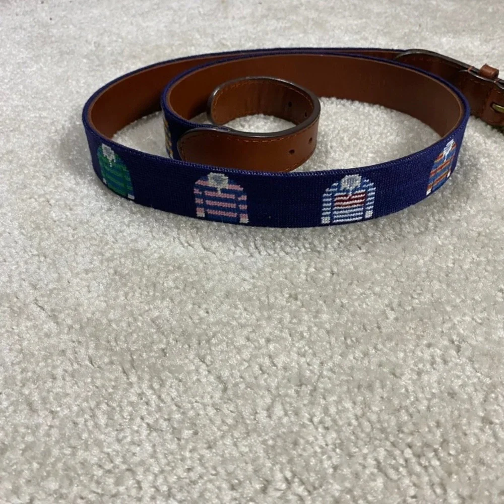 Smathers & Branson Belt Mens 40 Needlepoint Navy Rugby Shirts Ivy Prep Academia